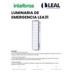 LUMINARIA DE EMERGENCIA LEA31 INTELBRAS - 13875 - Comercial Leal