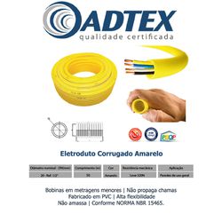 ELETRODUTO CORRUGADO AMARELO 20MMX50M ADTEX - 0421 - Comercial Leal