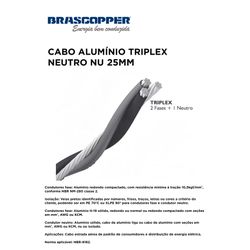 CABO ALUMINIO TRIPLEX PRETO/CINZA+NEUTRO NU 25MM -... - Comercial Leal