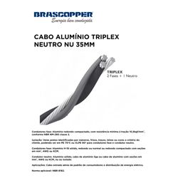 CABO ALUMINIO TRIPLEX PRETO/CINZA+NEUTRO NU 35MM -... - Comercial Leal