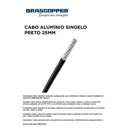 CABO ALUMINIO SINGELO PRETO 25MM - 11263 - Comercial Leal