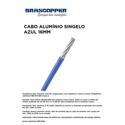 CABO ALUMINIO SINGELO AZUL 16MM - 11265 - Comercial Leal