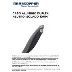 CABO ALUMINIO DUPLEX NEUTRO ISOLATE 10MM - 11374 - Comercial Leal