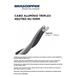 CABO ALUMINIO TRIPLEX PRETO/CINZA + NEUTRO NU 10MM... - Comercial Leal