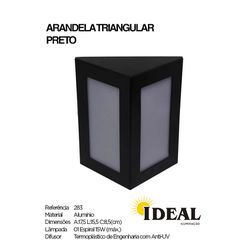ARANDELA TRIANGULAR PRETO E27 IDEAL 283 - 09355 - Comercial Leal