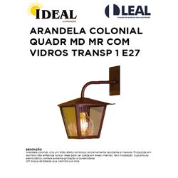 ARANDELA COLONIAL QUADRADA DE MADEIRA MARROM COM V... - Comercial Leal