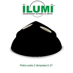 PLAFON PRETO 2 LAMP C/ SOQ. PORC E-27 ILUMI - 063... - Comercial Leal