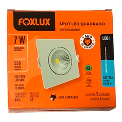 SPOT LED QUADRADO - LED 7W 3000K FOX - 13778 - Comercial Leal