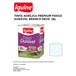 TINTA ACRÍLICA PREMIUM FOSCO DURÁVEL BCO NEVE LAT... - Comercial Leal