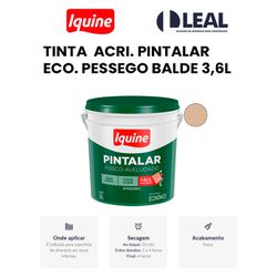 TINTA ACRÍLICA PINTALAR ECO. PÊSSEGO BALDE 3,6L IQ... - Comercial Leal