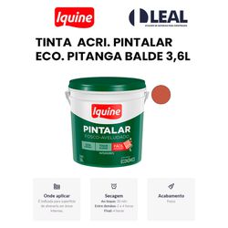 TINTA ACRÍLICA PINTALAR ECO. PITANGA BALDE 3,6L IQ... - Comercial Leal