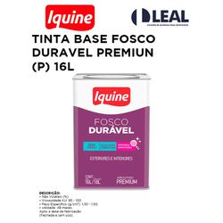 TINTA BASE FOSCO DURAVEL PREMIUM (P) 16L - 12481 - Comercial Leal