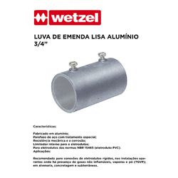 LUVA DE EMENDA LISA ALUMÍNIO 3/4 WETZEL - 11424 - Comercial Leal