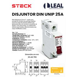 DISJUNTOR DIN UNIP 25A 3KA STECK - 01440 - Comercial Leal