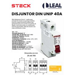 DISJUNTOR DIN UNIP 40A 3KA STECK - 01486 - Comercial Leal