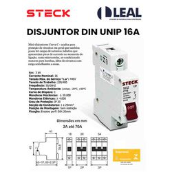 DISJUNTOR DIN UNIP 16A 3KA STECK - 01518 - Comercial Leal