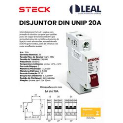 DISJUNTOR DIN UNIP 20A 3KA STECK - 01582 - Comercial Leal