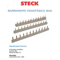 BARRAMENTO PENTE 80A MONO 57P 1M - 02928 - Comercial Leal