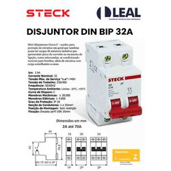 DISJUNTOR DIN BIPOLAR 32A 3KA - 03002 - Comercial Leal