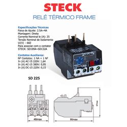 RELE TERMICO FRAME 25 - 2.5A - 04A STECK - 03623 - Comercial Leal