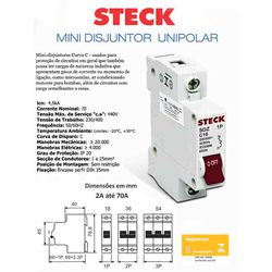 DISJUNTOR DIN UNIP 70A 4,5KA STECK - 04452 - Comercial Leal