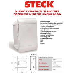 QUADRO DE DISJUNTOR 5 DIN EMBUTIR STECK - 07537 - Comercial Leal