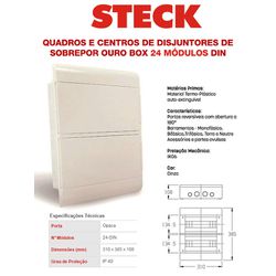 QUADRO DE DISJUNTOR 24 DIN SOBREPOR STECK - 07547 - Comercial Leal