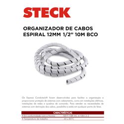 ORGANIZADOR DE CABOS ESPIRAL BCO 12MM 1/2