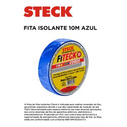 FITA ISOLANTE 10M AZ STECK - 11554 - Comercial Leal