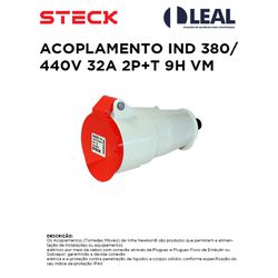 ACOPLAMENTO IND 380/440V 32A 2P+T 9H VM STECK - 1... - Comercial Leal