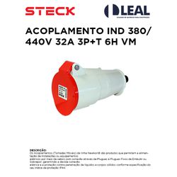 ACOPLAMENTO IND 380/440V 32A 3P+T 6H - 12382 - Comercial Leal