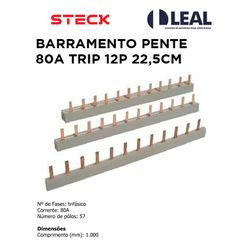 BARRAMENTO PENTE 80A TRIP 12P 22,5CM - 12887 - Comercial Leal