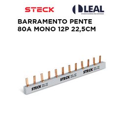 BARRAMENTO PENTE 80A MONO 12P 22,5CM STECK - 12892 - Comercial Leal