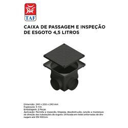CAIXA DE PASSAGEM E INSP ESGOTO 4.5L TAF - 12068 - Comercial Leal