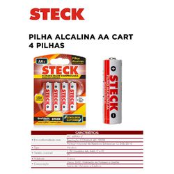 PILHA ALCALINA AA CART 4PCS STECK - 10853 - Comercial Leal
