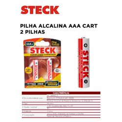 PILHA ALCALINA AAA CART 2PCS STECK - 10854 - Comercial Leal