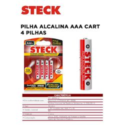 PILHA ALCALINA AAA CART 4PCS STECK - 10855 - Comercial Leal