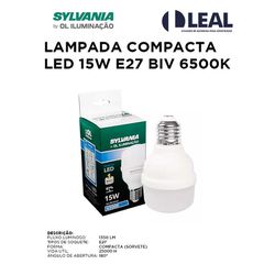 LÂMPADA COMPACTA LED 15W E27 BIV 6500K - 07845 - Comercial Leal