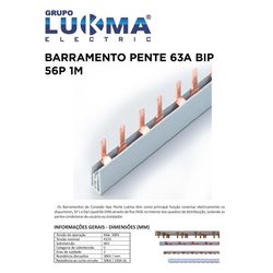 BARRAMENTO PENTE 63A BIPOLAR 56P 1M LUKMA - 08039 - Comercial Leal