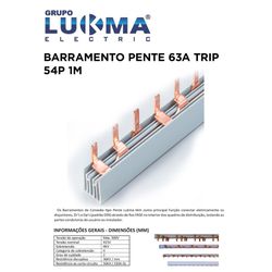 BARRAMENTO PENTE 63A TRIPOLAR 54P 1M LUKMA - 08040 - Comercial Leal