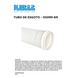 TUBO PVC ESG 100MM 6M PLASTILIT - 10332 - Comercial Leal