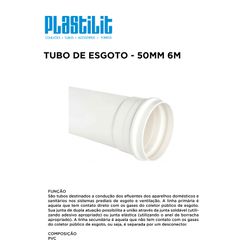 TUBO PVC ESG 50MM 6M PLASTILIT - 10330 - Comercial Leal