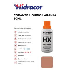 CORANTE LÍQUIDO LARANJA 50ML HIDRACOR - 11920 - Comercial Leal