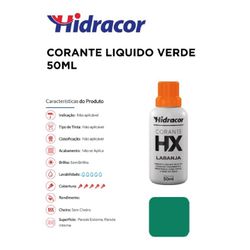 CORANTE LÍQUIDO VERDE 50ML HIDRACOR - 11955 - Comercial Leal