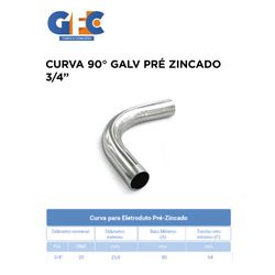 CURVA 90º GALVANIZADO PRE ZINCADO 3/4