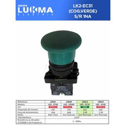 BOTÃO COGUMELO S/ RETENÇÃO LK-EC31 VD 1NA LUKMA - ... - Comercial Leal