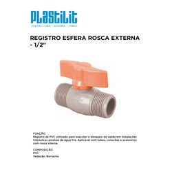 REGISTRO ESF ROSCA EXT 1/2 PLASTILIT 20105029 - 1... - Comercial Leal