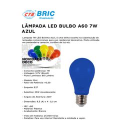 LAMPADA LED BULBO A60 BIVOLT X 7W AZ CTB - 10559 - Comercial Leal