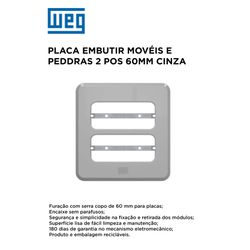 PLACA EMBUITIR MOVEIS E PEDRAS 2 POS 60MM CINZA CO... - Comercial Leal
