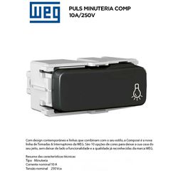 MODULO PULSADOR MINUTERIA PRETO 10A COMPOSÉ - 09... - Comercial Leal